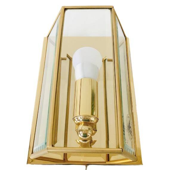 Vintage Hollywood Regency Wall Lamp in Solved Glass and Gold