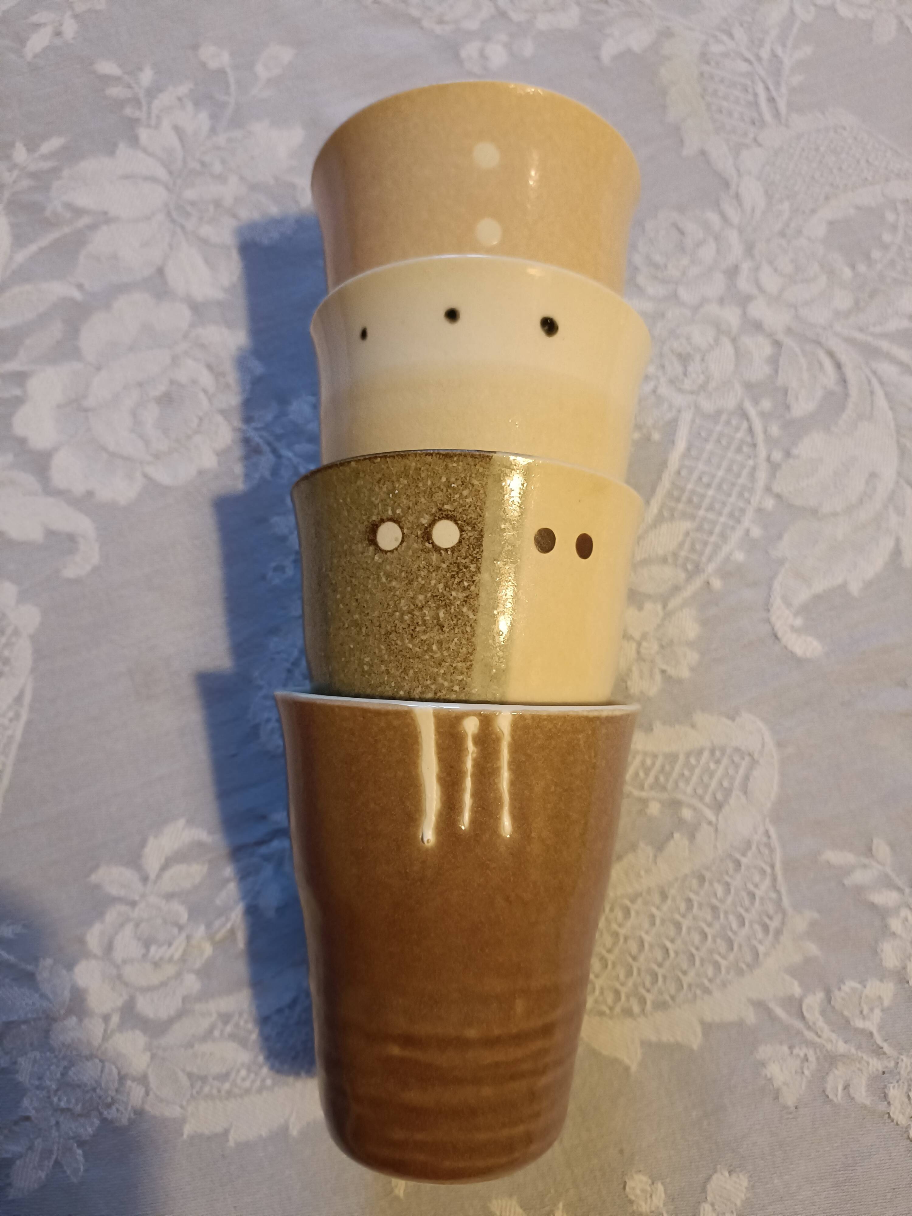 4 Japanese stoneware mugs