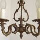 Elegant French Antique Bronze 5 Light 3 Sided Cage Style Chandelier