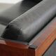 Timeless 3-seater Art Deco design sofa  upholstered in black cowhide leather