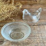 Vintage glass Hen sugar bowl
