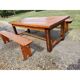 Table de ferme campagnarde en chêne et pin + 2 bancs
