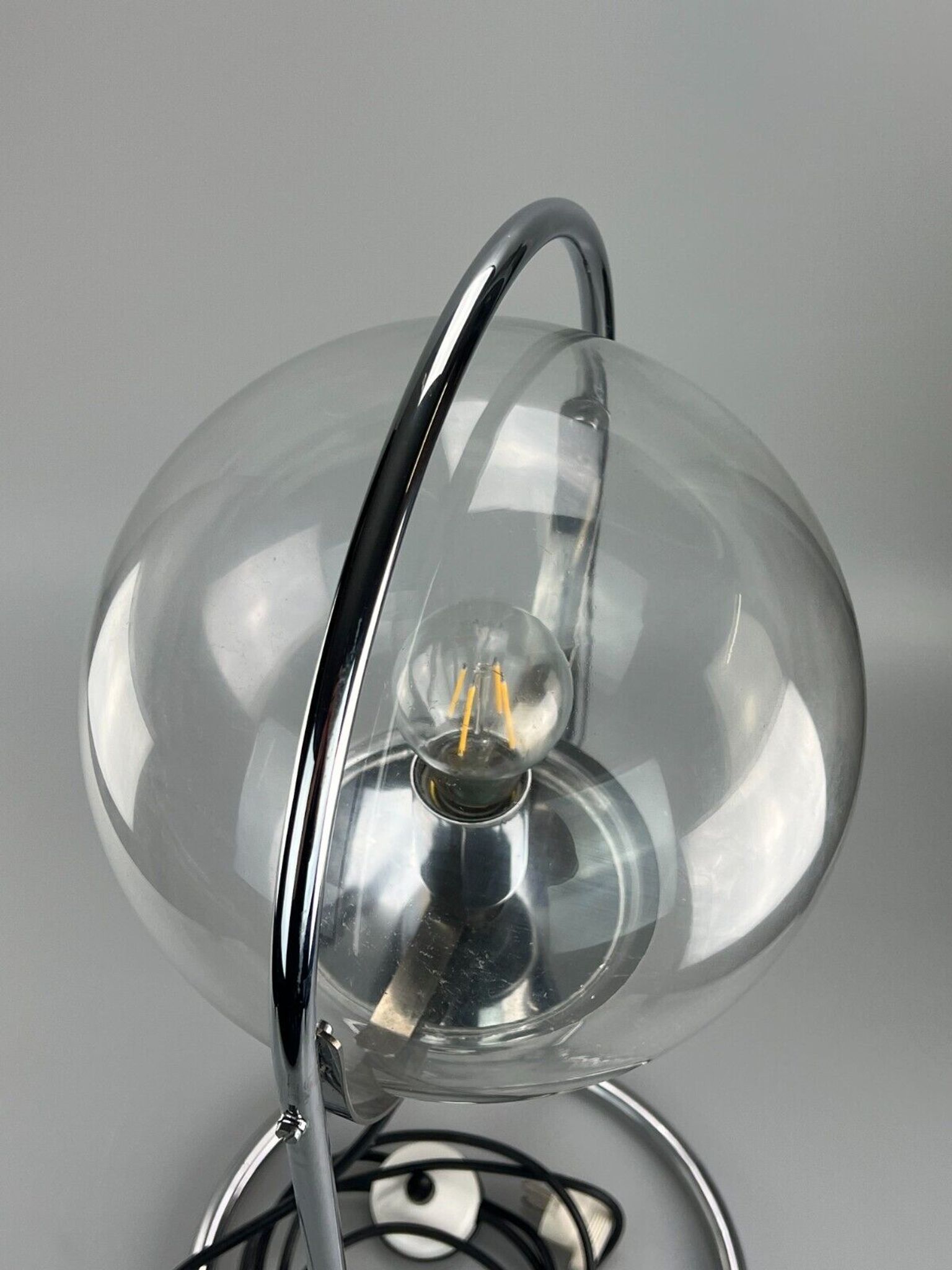 Lampe à boule de table space age design verre métal, 60s 70s