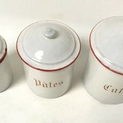 Serie de pot a epices bb freres en tole emaillee cafe pates antique collection