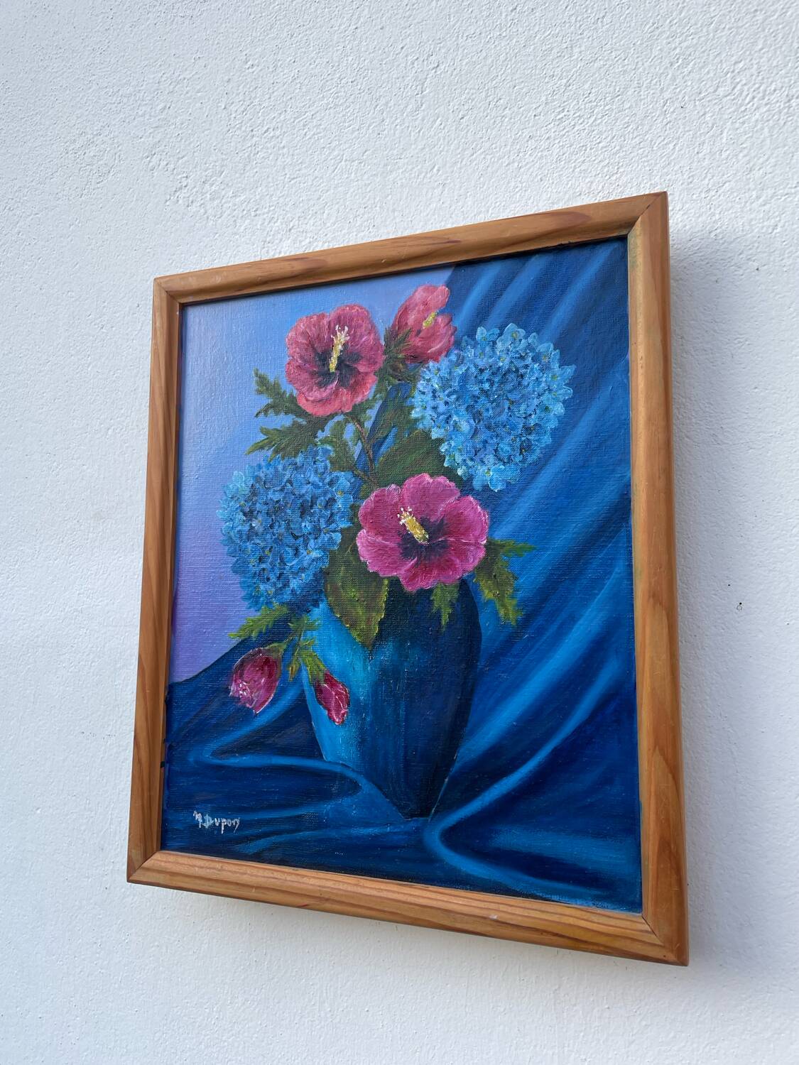 Tableau peinture bouquet de fleurs huile sur toile 