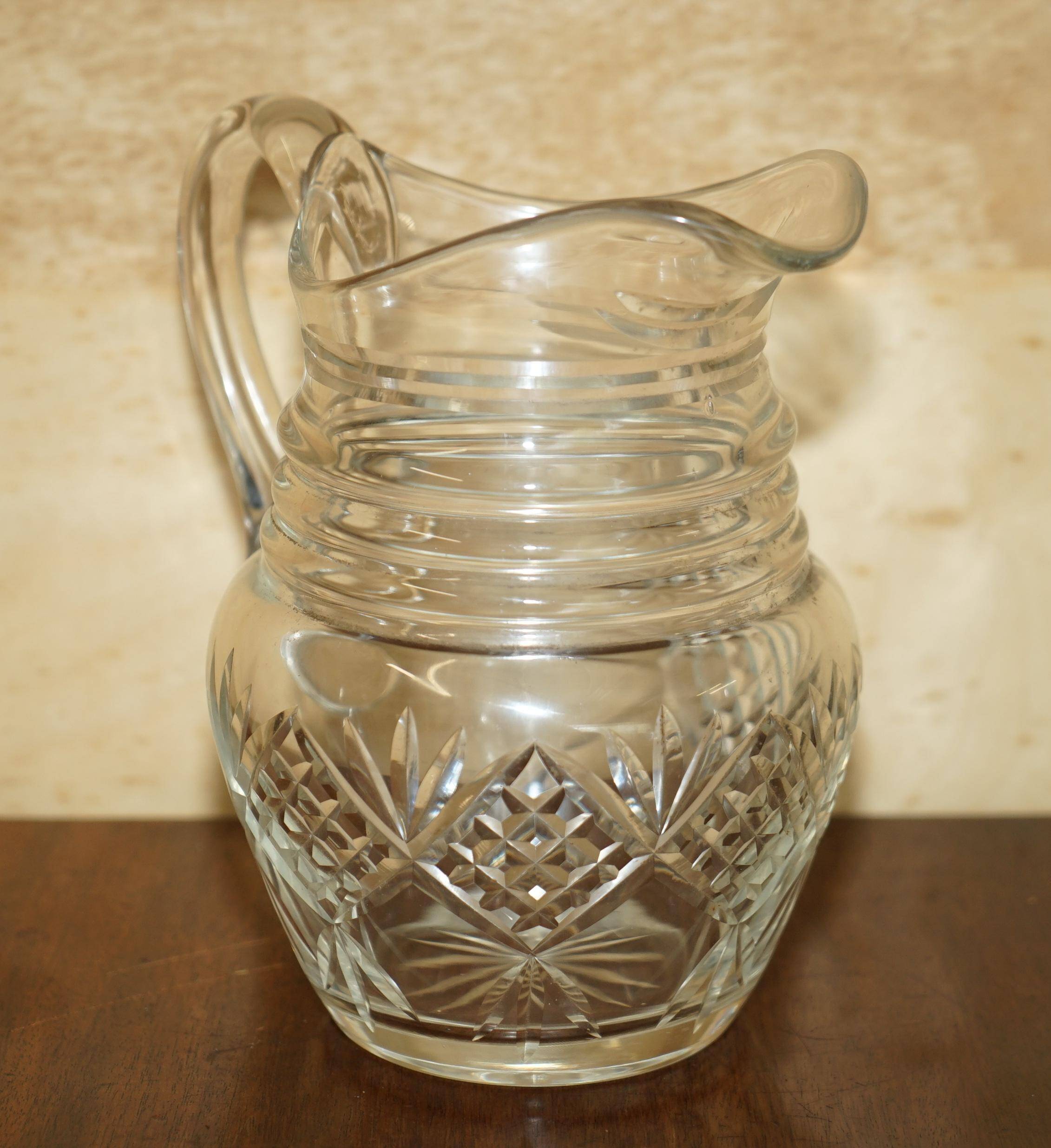 Vintage pair of cut glass Art Deco decanters circa 1930.