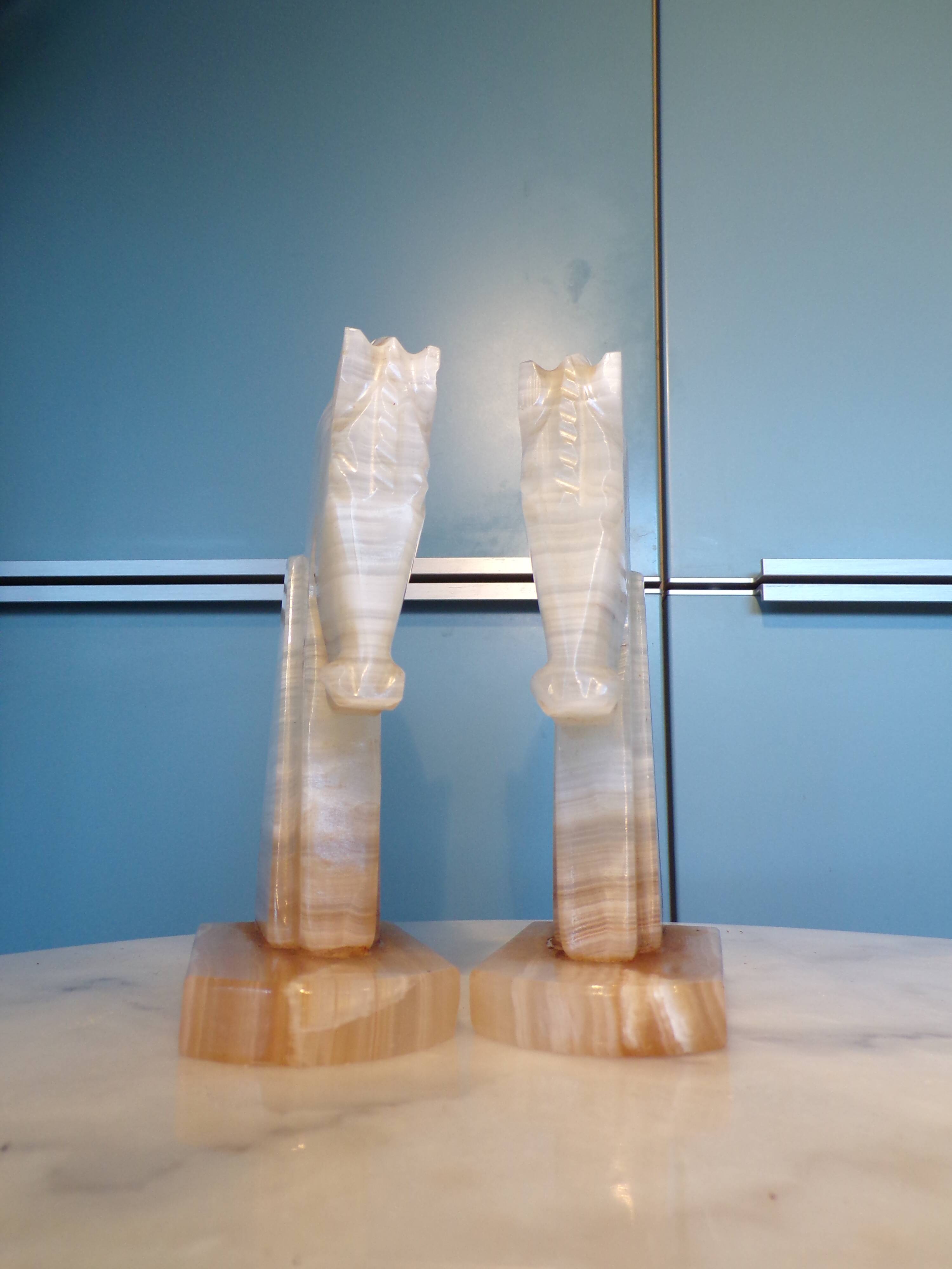 Pair of onyx horse bookends