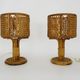 Pair of bamboo rattan cane lamps. Italy, 1950s and 1960s.