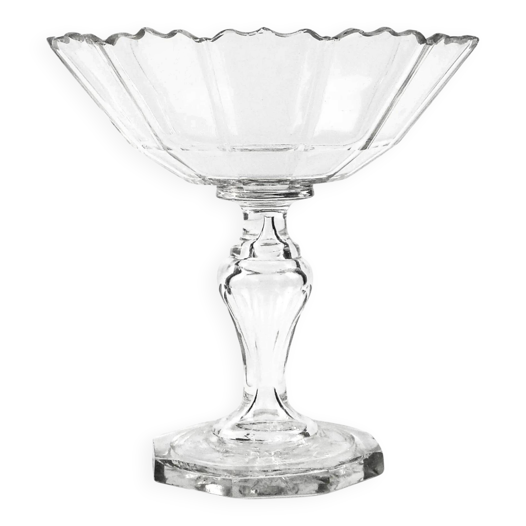 Biedermeier fruit bowl, transparent crystal, Czechia, 19th century