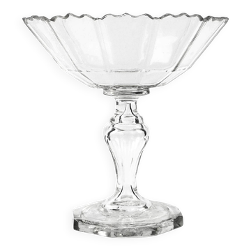 Biedermeier fruit bowl, transparent crystal, Czechia, 19th century