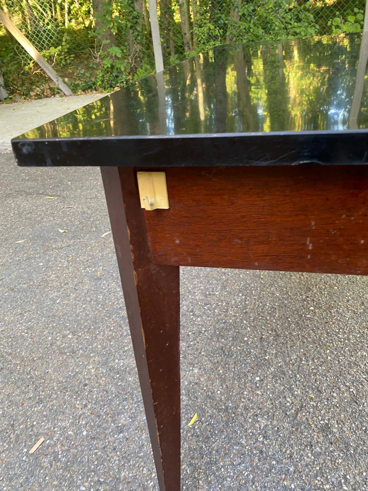 Vintage Scandinavian desk 1950 black top school style mid-century