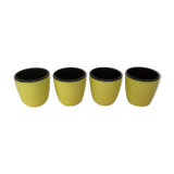 4 old eggcups yellow and black Emsa