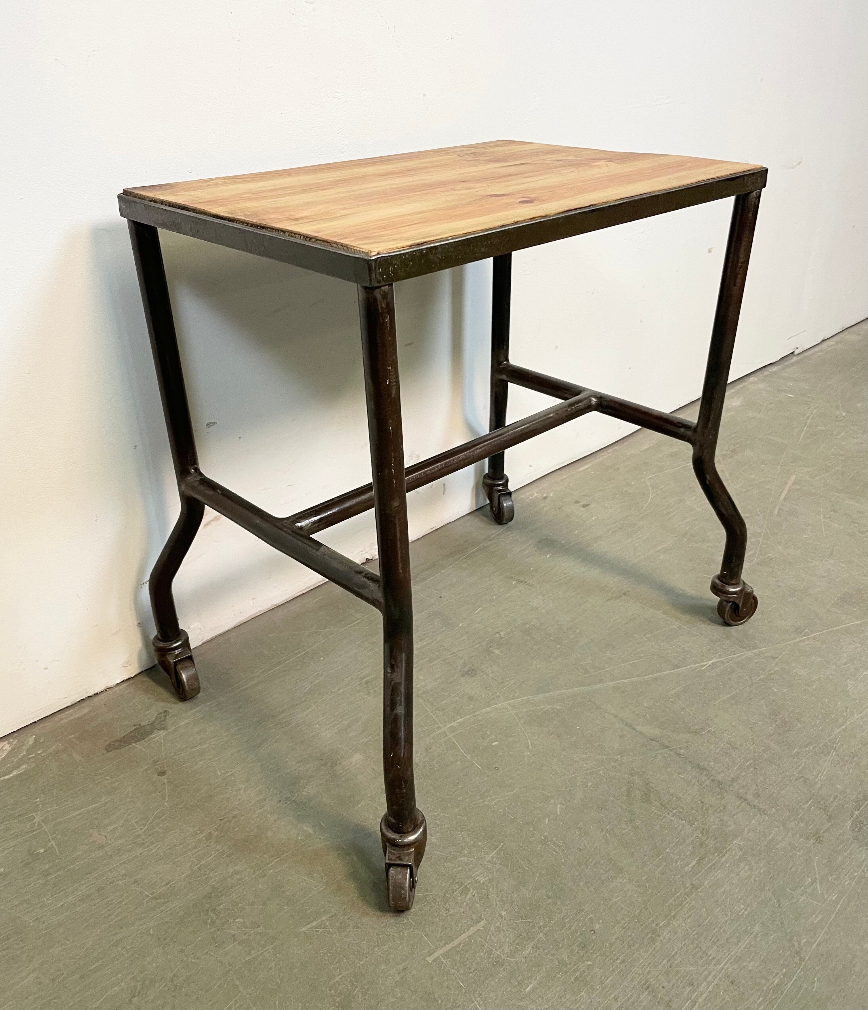 Industrial table on wheels, 1960s