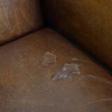 Set of 2  vintage cognac-colored sheep leather armchairs
