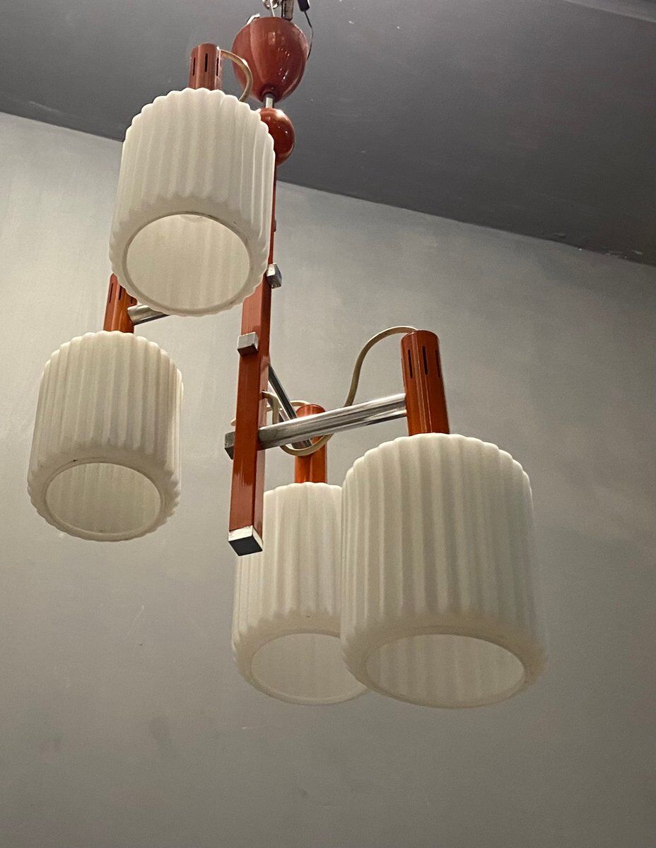 Mid-century italian orange opaline glass lamp