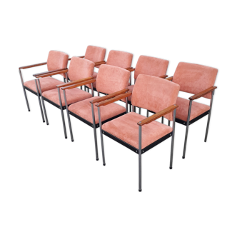 Set of eight industrial Dutch chairs