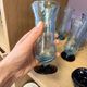 Set of 5 champagne flutes / hand-blown glass juice glasses.