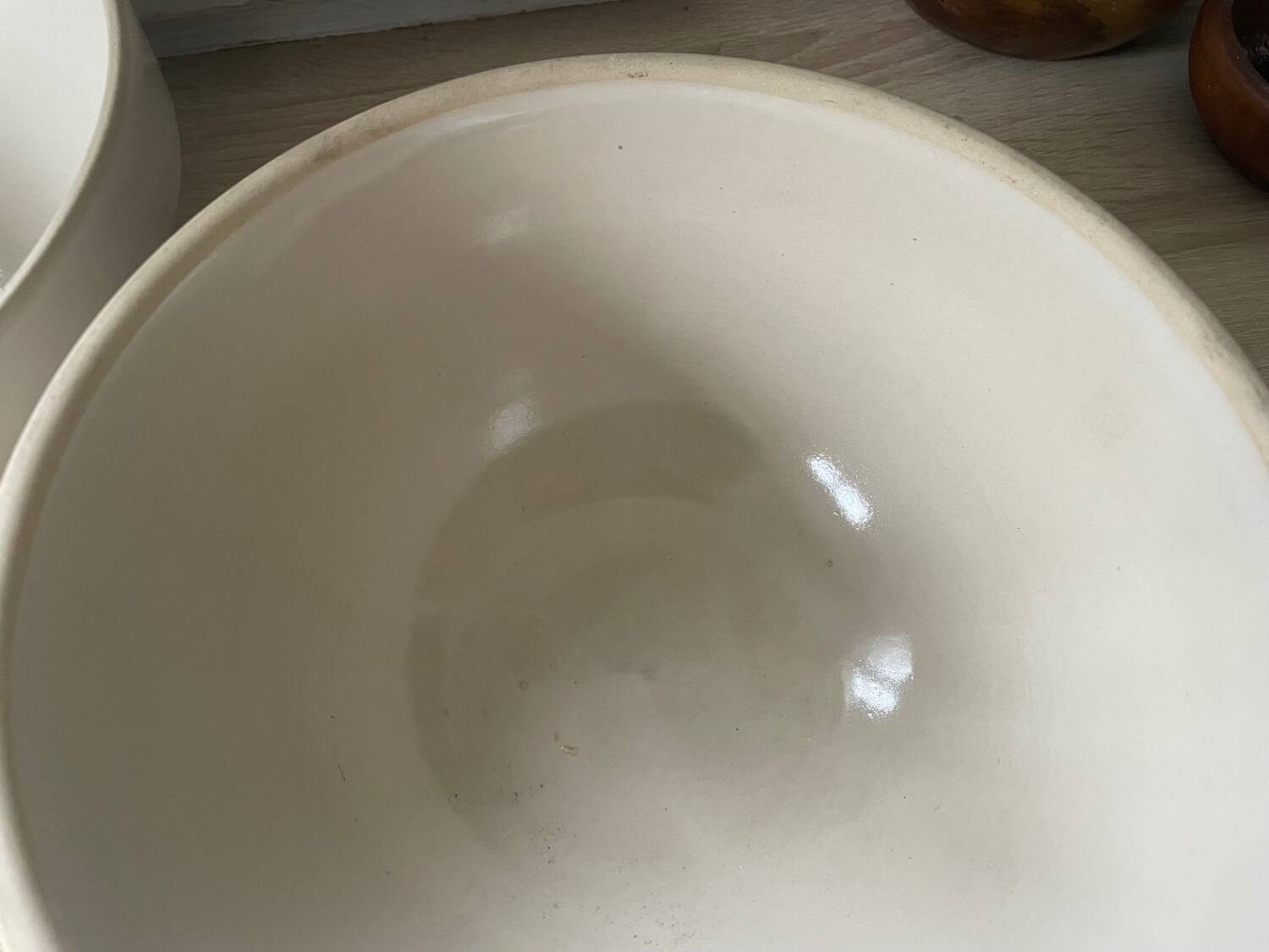 Set of two 2.5l salad bowls in vintage Digoin stoneware