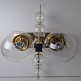 Applique murale tchèque en laiton et verre du milieu du siècle, par Kamenický Šenov, années 1970