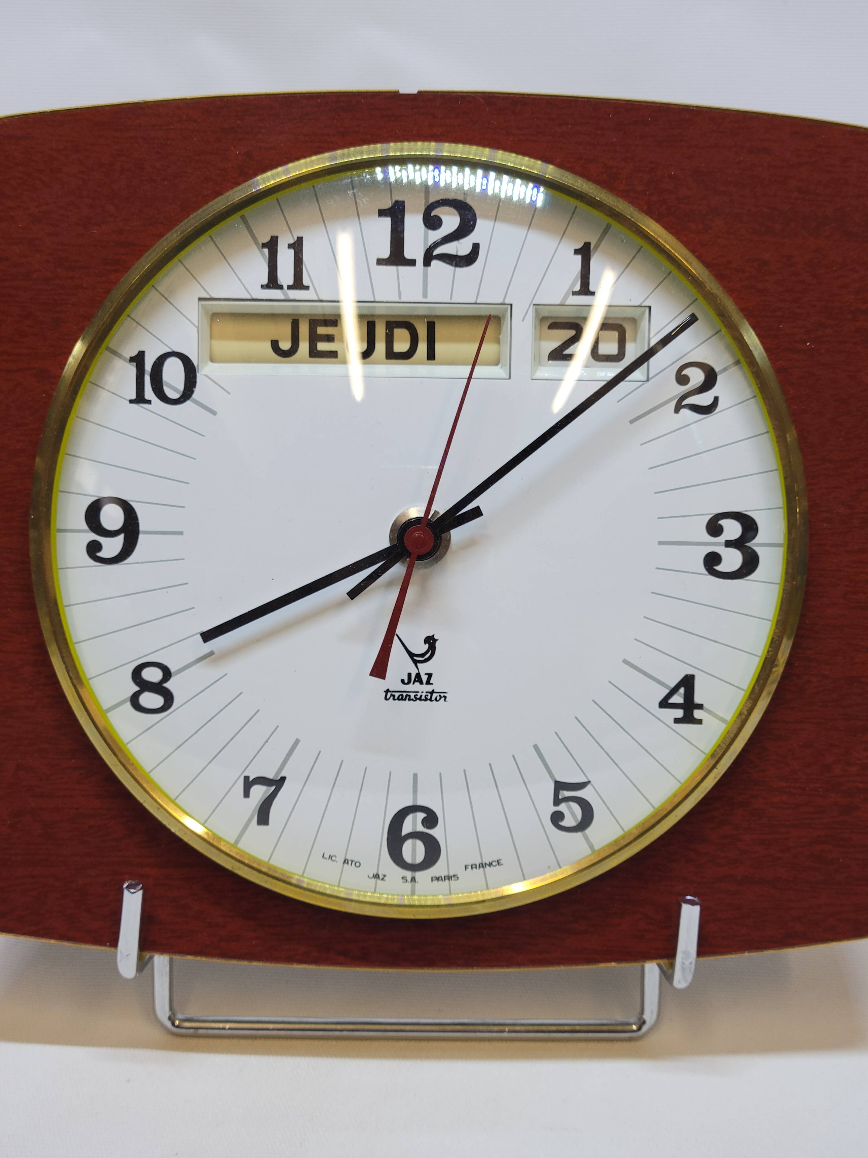 Vintage Jaz Transistor Wall Clock with Day and Date Calendar Formica