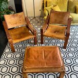 Paire de fauteuils et un repose pied Pierre Chapo 1960