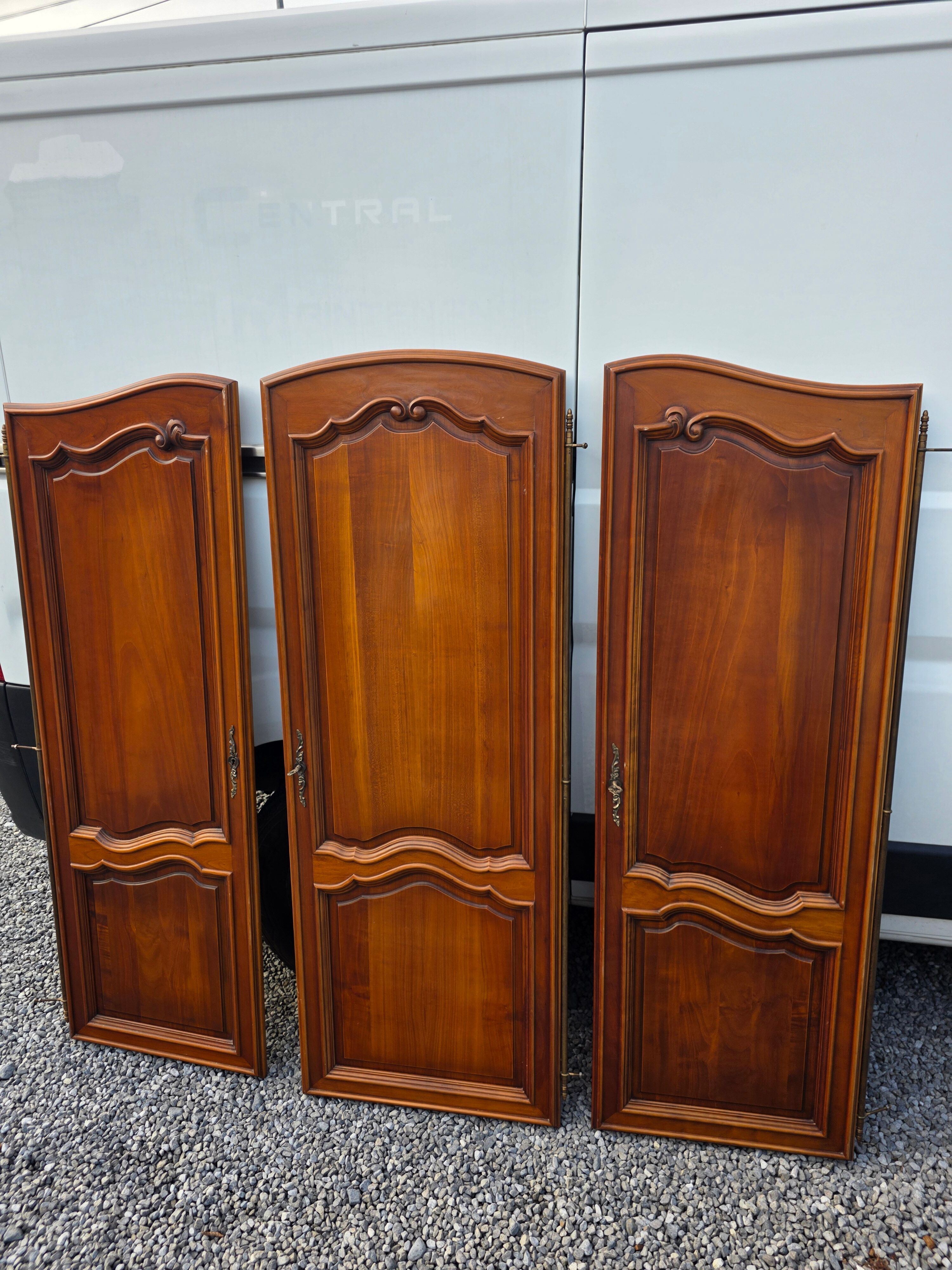 3 Louis XV style wardrobe doors in solid cherry wood