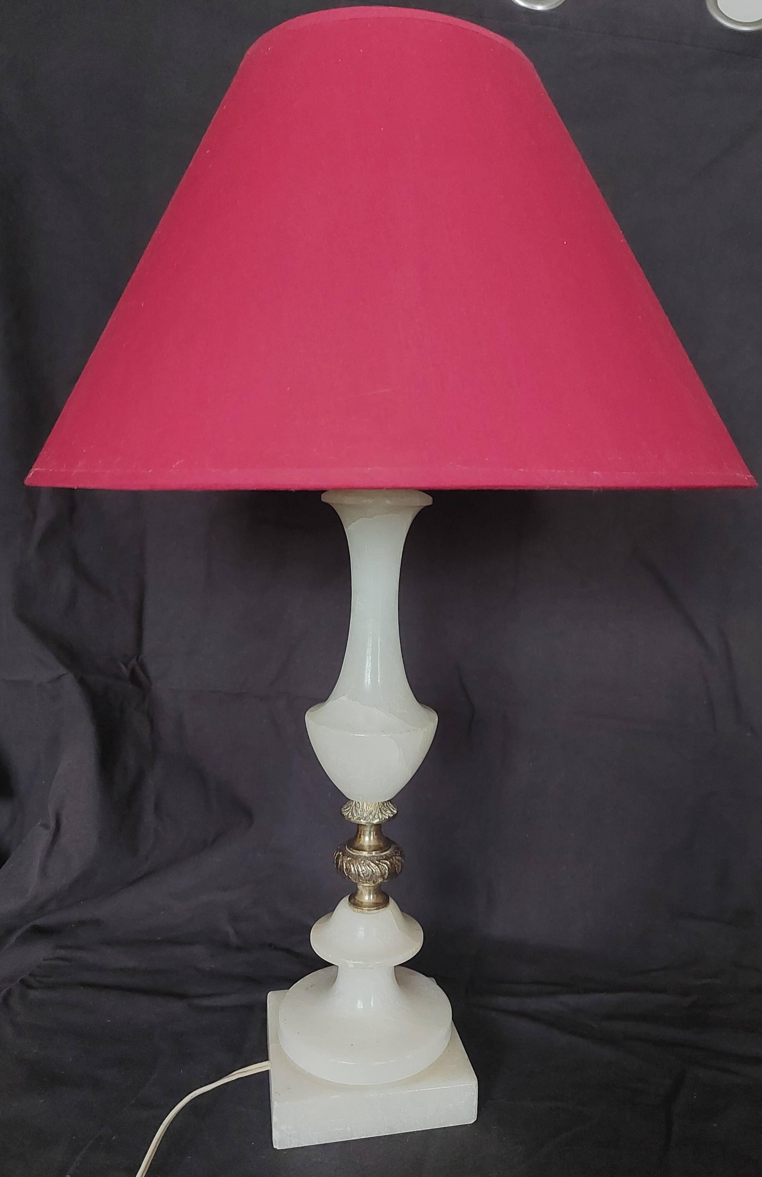 20th century alabaster and bronze base desk lamp