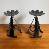 Brutalist folk art candlesticks