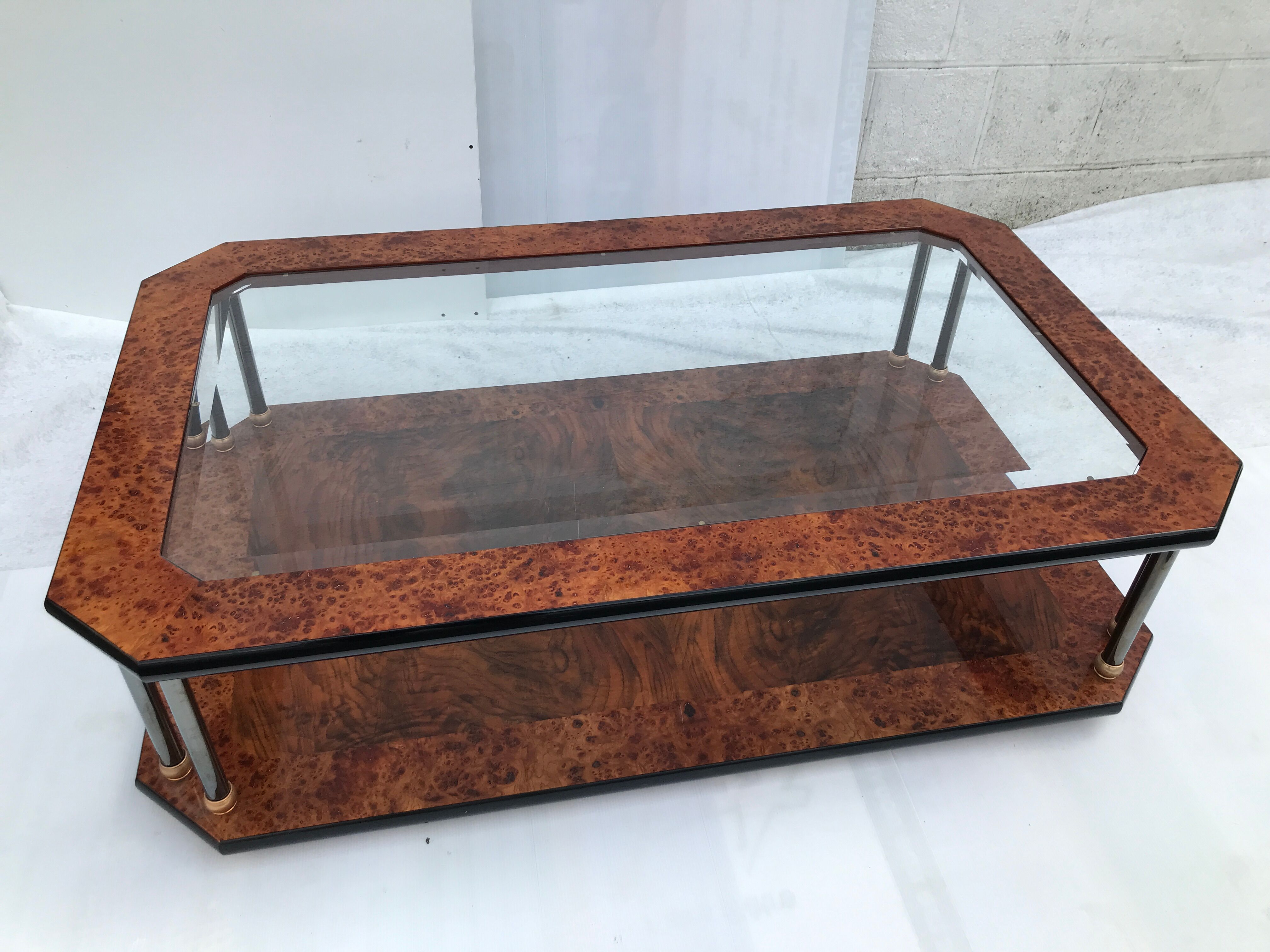 Elm magnifying glass coffee table and glass 60s