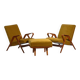 Set of two armchairs and pouf – Mid-century Modern (circa 1950). Three-piece set.