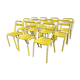 Lot of 11 yellow metallic bistro chairs from the 1950s