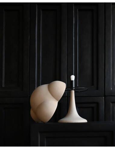 Sand-colored table lamp, ceramic, contemporary work.