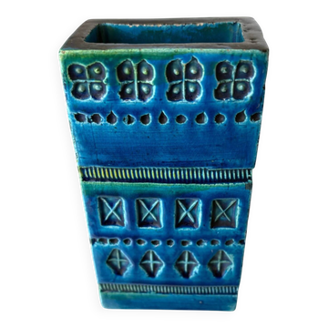 Rimini blue ceramic vase by Aldo Londi for Bitossi, Italy, circa 1960