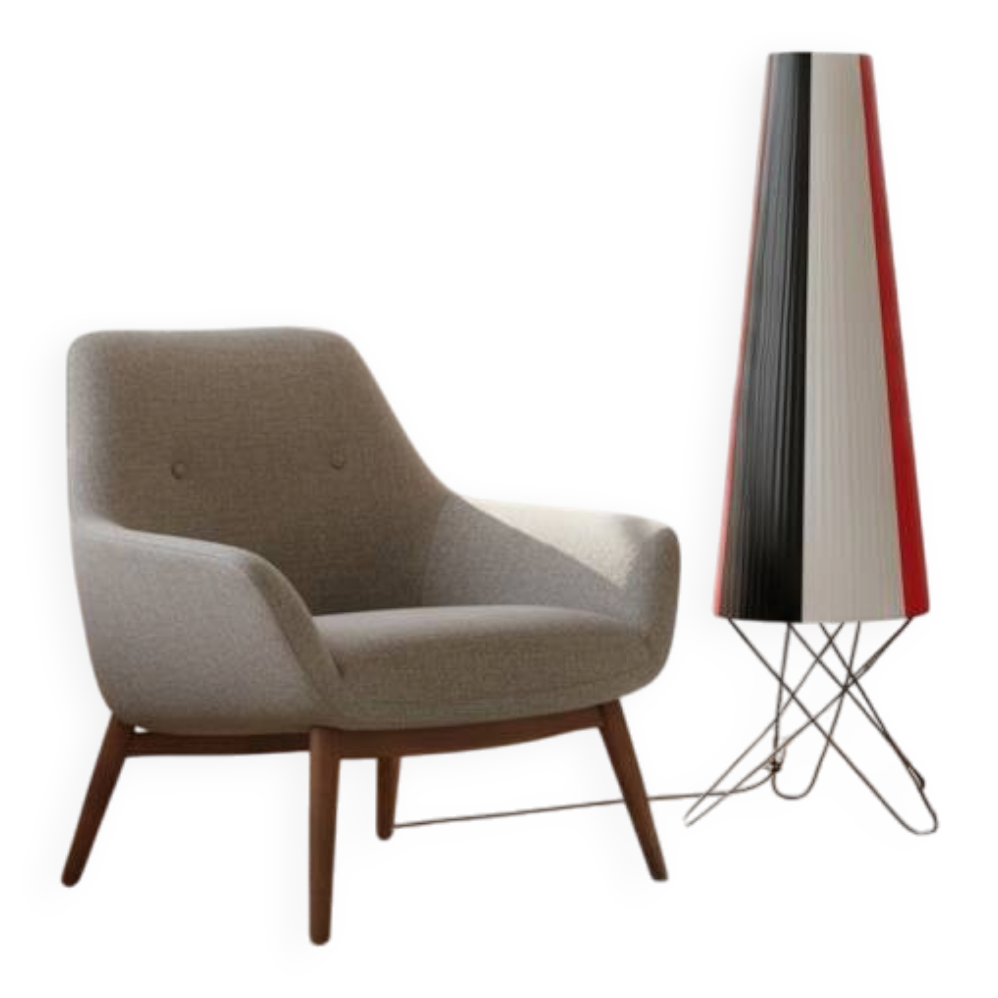 Swedish Space-Age Floor Lamp in Red, White & Black Plastic, 1950s–60s