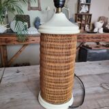 wood and wicker lamp