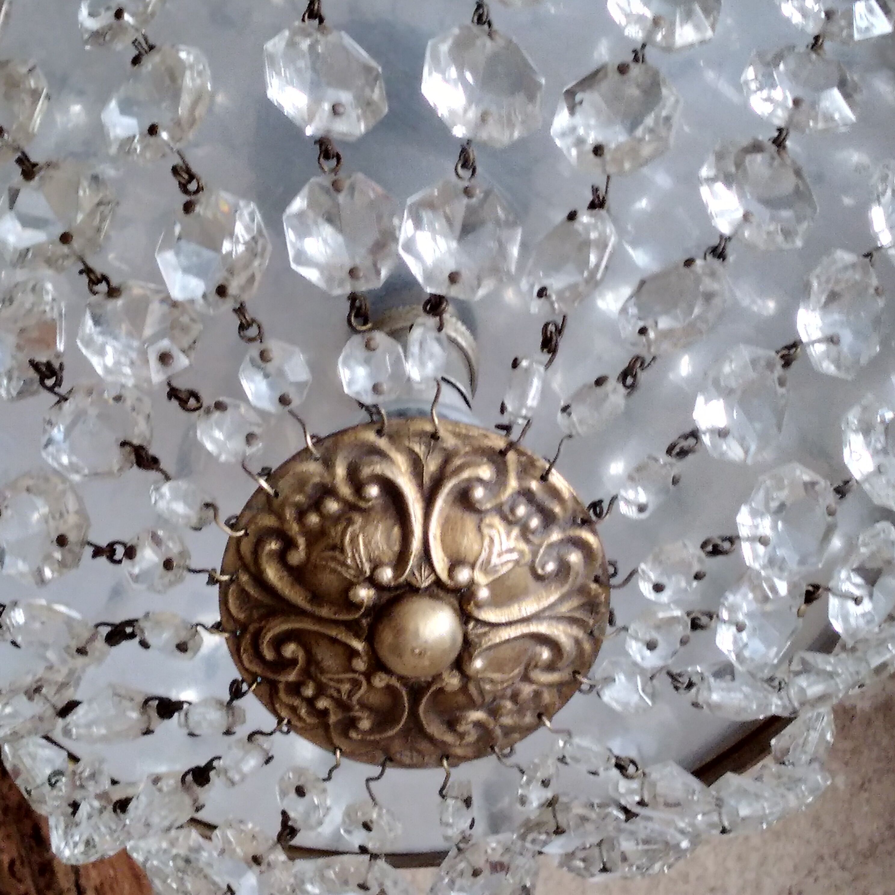 Crystal pendeloques basket ceiling light