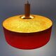 Red fabric ceiling light with textured plexiglass shade by Temde, 1960s, Germany.