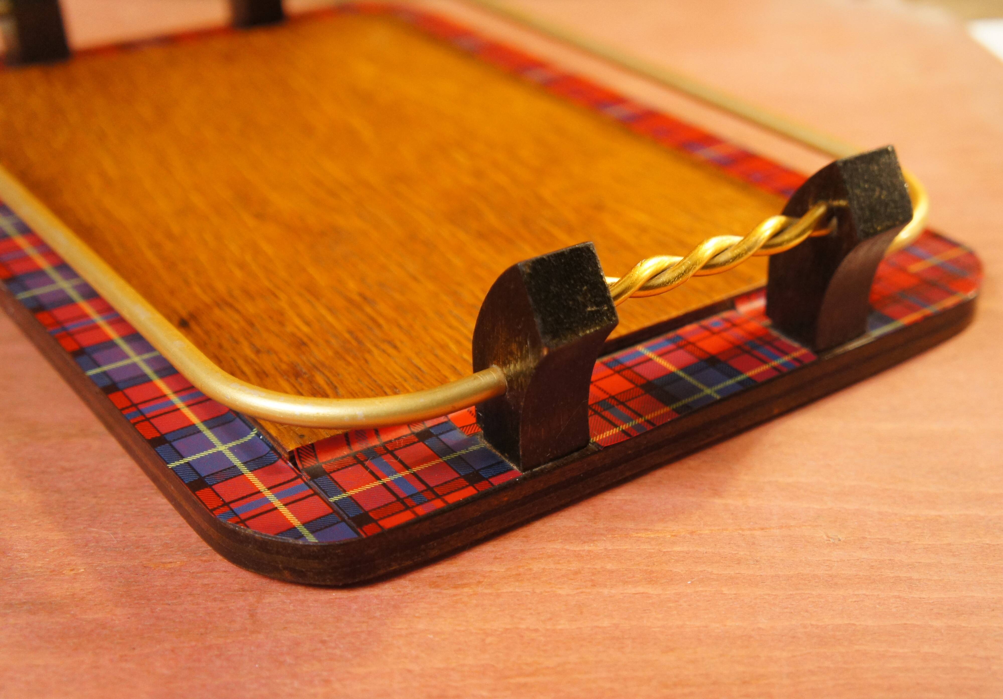 Top "Tartan" golden oak, blackened wood & brass 1960