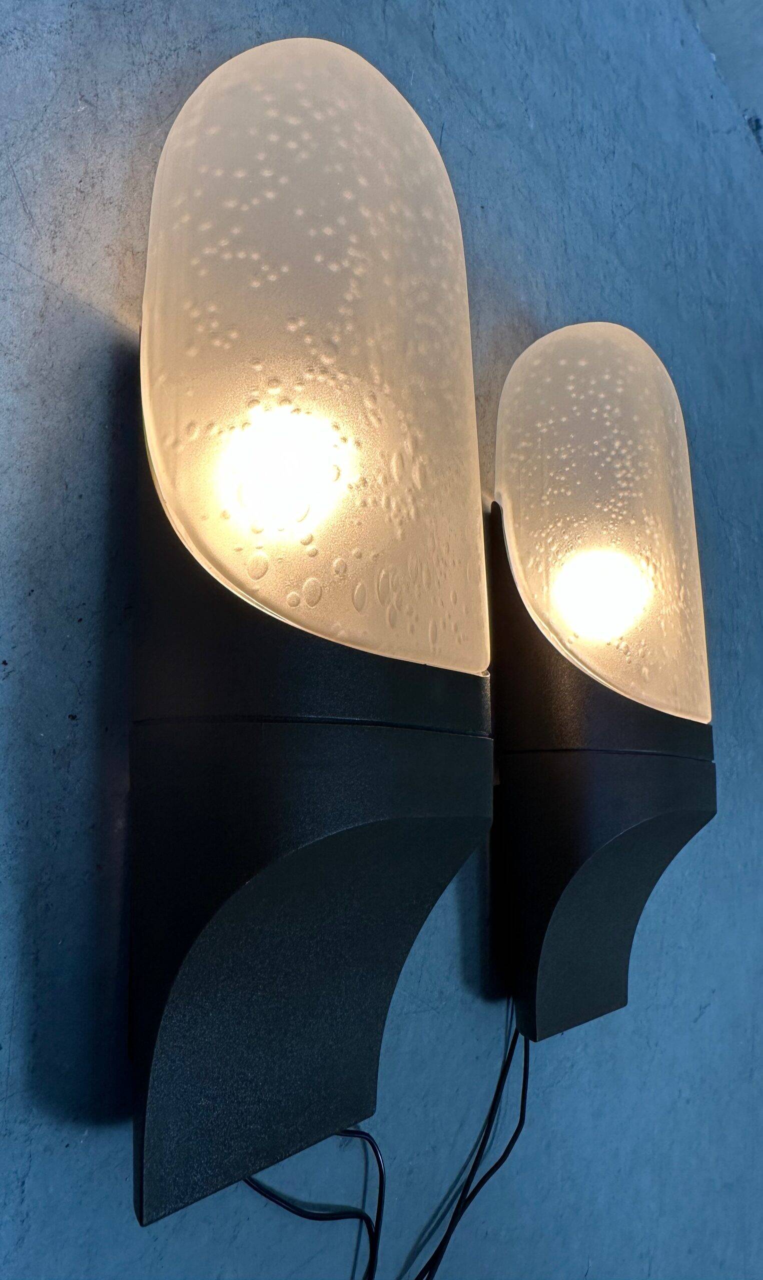 2x vintage 'frosted glass' wall lamp – Hans Popp