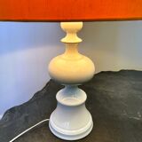 Midcentury Ceramic Danish Table lamp with Orange Shade, 1970s. Denmark