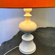 Midcentury Ceramic Danish Table lamp with Orange Shade, 1970s. Denmark