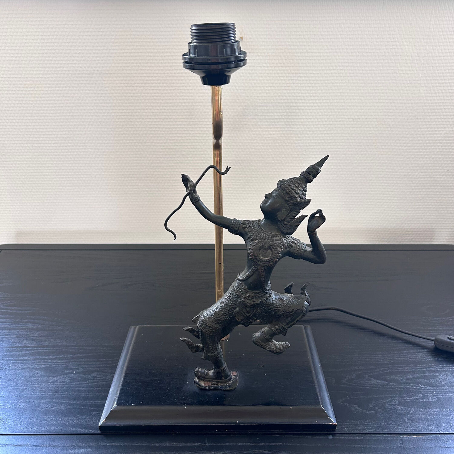 Thai warrior lamp base in bronze