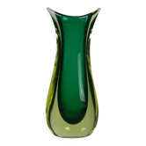 Murano Sommerso vase in green and amber yellow glass, 1960s