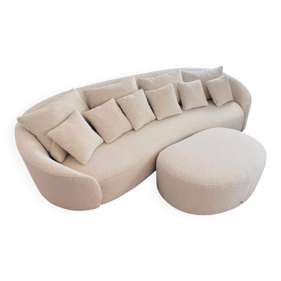 Canapé  blanc et pouf
