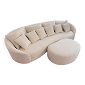 Canapé  blanc et pouf