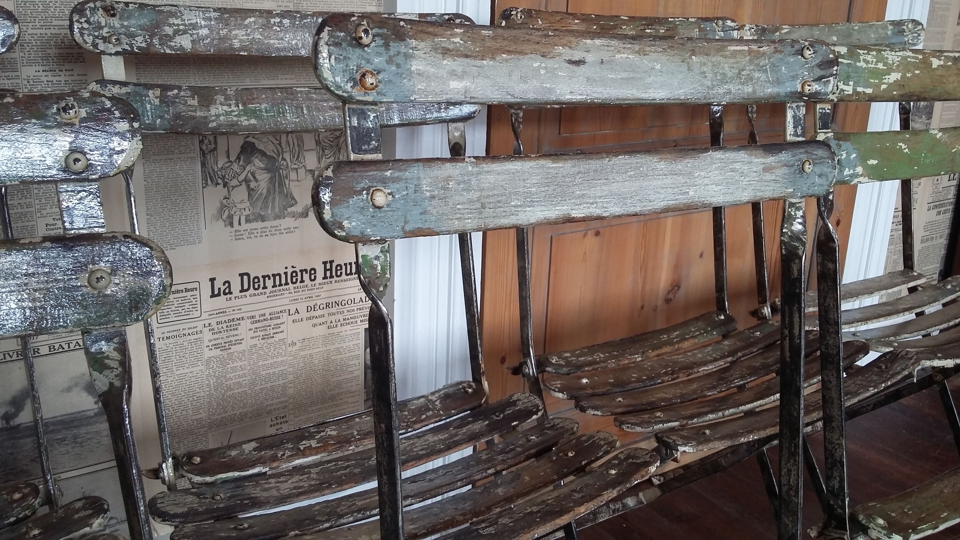 Set of 8 folding bistro / garden chairs fermob 1950