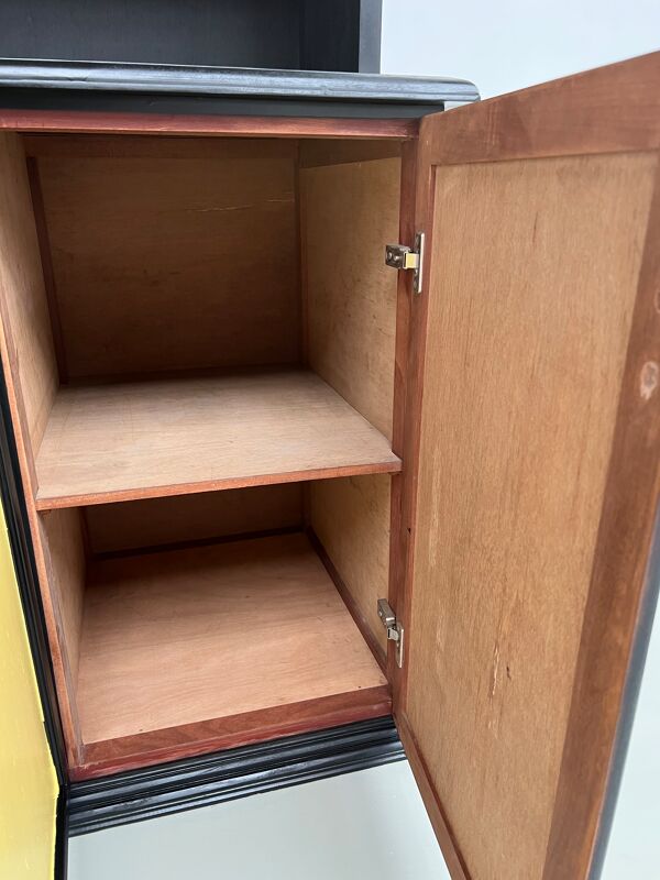 Buffet 2 corps, format XXL, ancien meuble d'école en bois