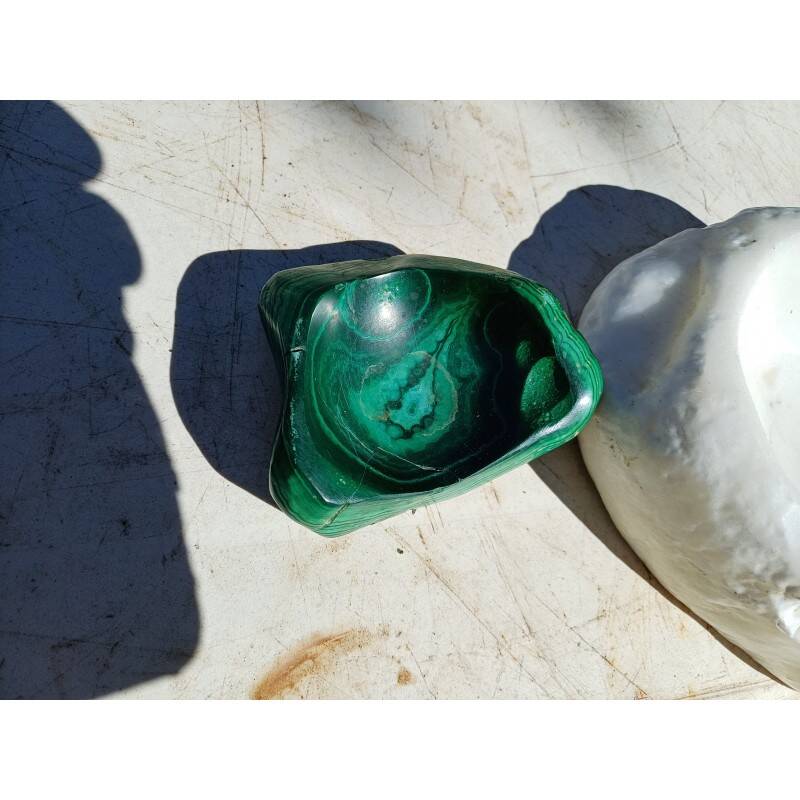 2 cendriers ou vide poche marbre blanc et malachite