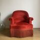Vintage toad armchair with brick red velvet fringes