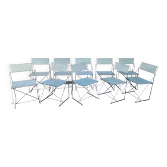 set of 10 Design Nuova X Line chairs by Niels Jorgen Haugesen Italy 1970